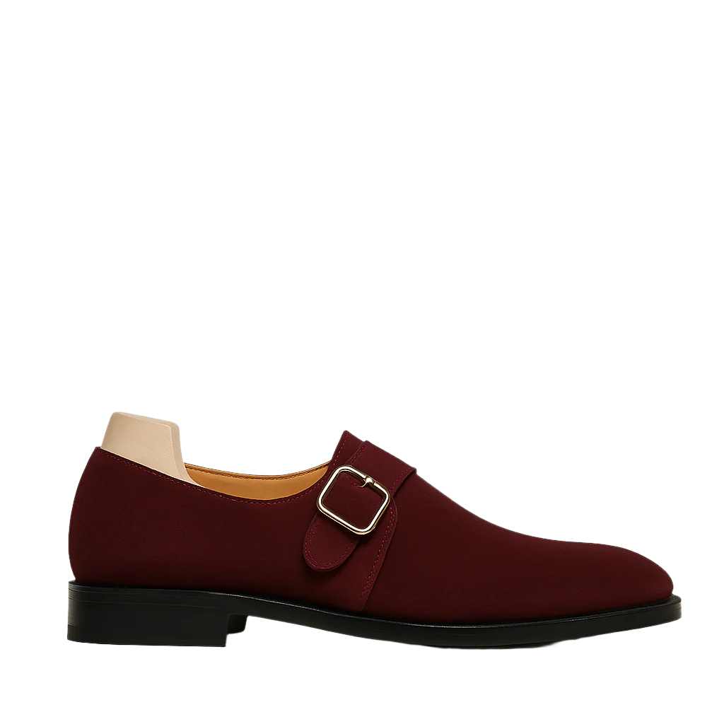 Men s Handcrafted Suede Single Strap Monk Shoe