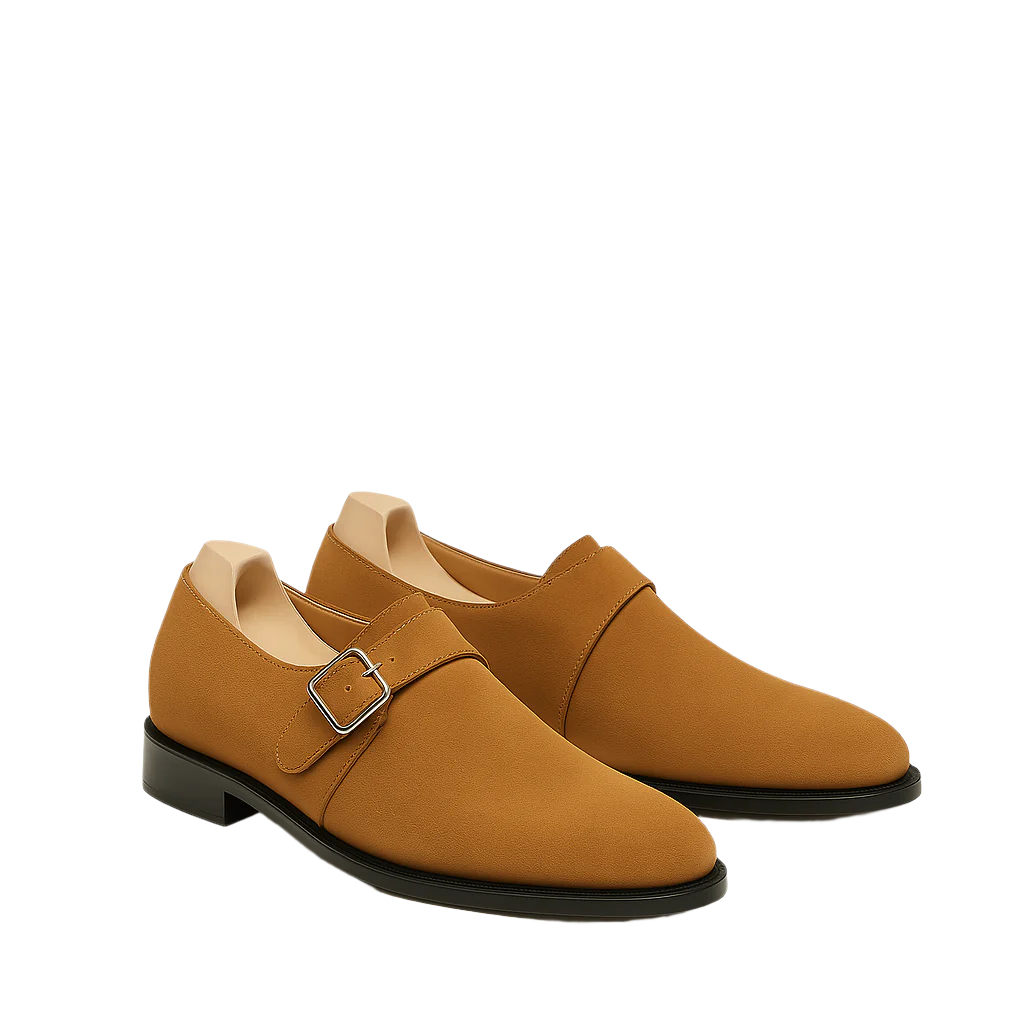 Men's Handcrafted Suede Single-Strap Monk Shoe