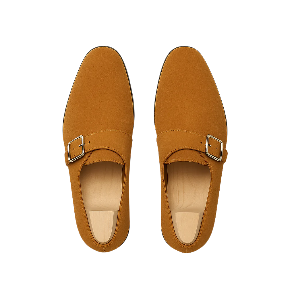 Men s Handcrafted Suede Single Strap Monk Shoe